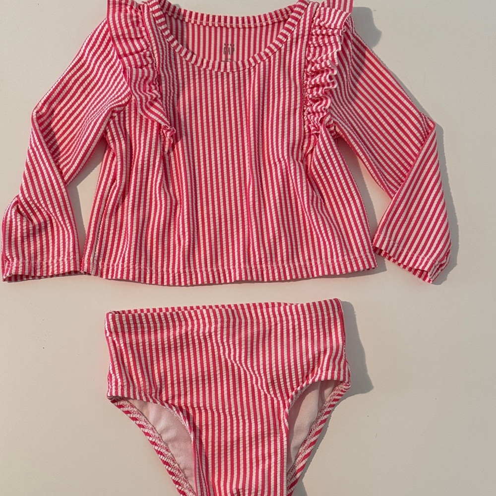 Baby GAP Striped Pink Kids Swim Set